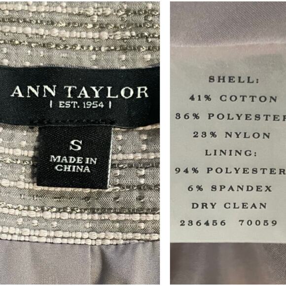 Ann Taylor Gray Silver Short Sleeve Blazer Jacket - Picture 5 of 6